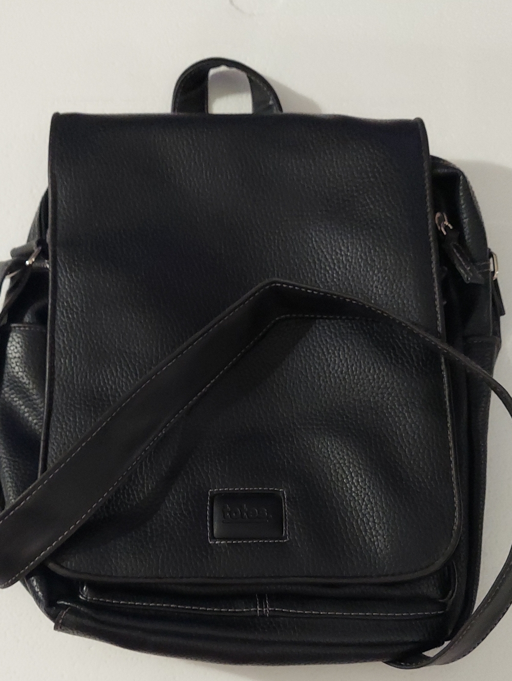 Vintage totes Black Leather Messenger Bag for Men/Womem with Adjustable Strap
